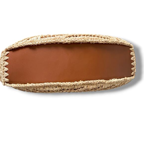 STAUD Moon Raffia Bag Natural Raffia Handbag Purse Standard Size Summer Resort - Picture 6 of 13